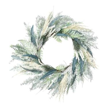 Imagem de shamjina Grinalda de lavanda de folhas simuladas, decoração criativa de guirlanda de porta frontal de 55 cm, guirlanda de flores de primavera para feriados,