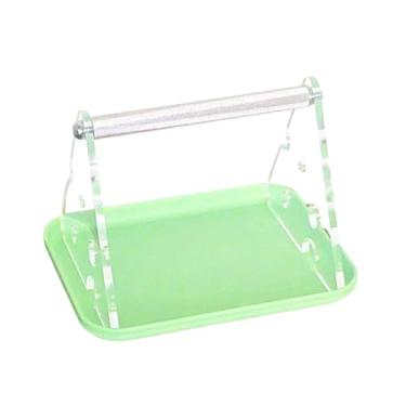 Imagem de Baoblaze Poleiro de mesa para pássaros, suporte de metal texturizado com bandeja para higiene, ideal para afiar bicos de calopsitas, periquitos e canários, Verde