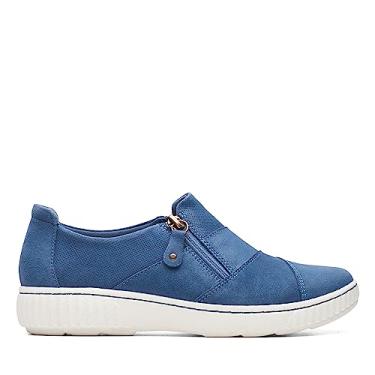 Imagem de Clarks Caroline Grace Oxford feminino, Camurça azul, 7.5 Wide