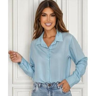 Imagem de Camisa feminina social manga longa para look alfaiataria presente ideal-Feminino