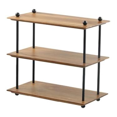 Imagem de KiBcsLic Organizador de mesa com prateleira para plantas e flores, ideal para de cozinha, sala de estar, penteadeira e quarto, Madeira de 3 Camadas