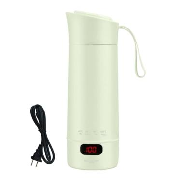 Imagem de IEUDNS Chaleira elétrica portátil pequena com visor digital de temperatura e aquecedor de copos, Verde