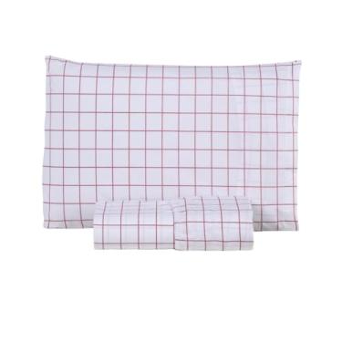 Imagem de Jogo de Cama Solteiro Coleção Grid – Padrão Quadriculado Minimalista – Tecido 200 Fios Misto Algodão Respirável e Resistente (Rosê Claro)
