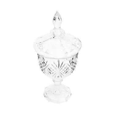 Imagem de Bomboniere Potiche de Cristal C/Pé Dublin Transparente 24,5x11,5cm Lyor