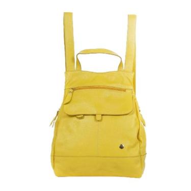 Imagem de Mochila Feminina Anti Furto Notebok Couro Amarela - Betania Couros