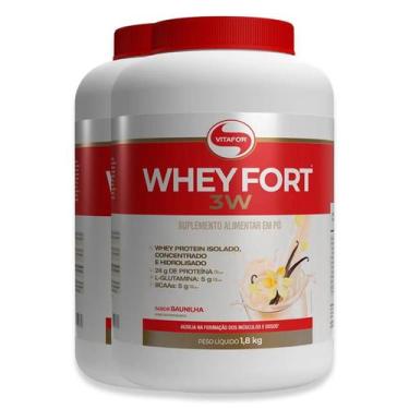 Imagem de Kit 2 Whey Fort 3W Vitafor Baunilha 1800G