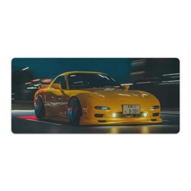 Imagem de JDM Tapete de mouse para jogos grande para carro amarelo Rx7 Speed Sports Drift antiderrapante tapete de mesa tapete de mesa tapete de mouse suprimentos à prova d'água borracha mesa escrita pad para