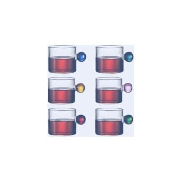 Imagem de WE DROP Jogo de Xícaras de Café com Suporte, 6 Xícaras Coloridas, Cerâmica e Aço Inox, 50ml, Kit com Suporte