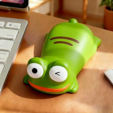 Imagem de Lindo descanso de pulso mouse pad teclado computador suporte cotovelo pad adequado para laptops, mesas e material de escritório - sapo verde