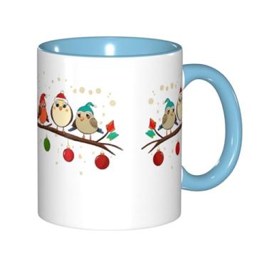 Imagem de Zeraoke Canecas de café criativas com estampa de corujas de Natal fofas no ramo, personalizadas, presente para a família, tamanho de 325 ml, unissex