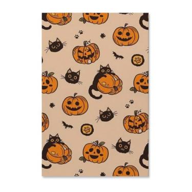 Imagem de HouLaiZhe Pôster de Halloween Gato Preto Abóbora Linda Impressão de Arte de Parede Decorações de Halloween Decoração de Parede Estética Gótica para Sala de Estar Quarto 11 x 17 polegadas (28 x 43 cm)