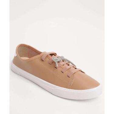 Imagem de Tênis Casual Feminino Laço Strass Moleca-15963, Bege, 36