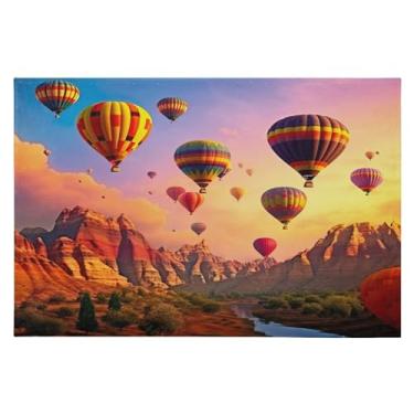 Imagem de Wassud Tapete de porta com balões de ar quente voando, 61 x 89 cm, antiderrapante, lavável, com suporte de borracha, tapete macio e fofo para sala de estar, quarto, entrada, entrada