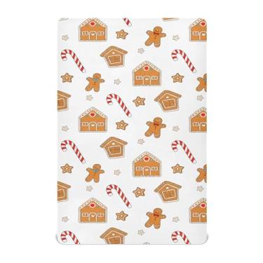 Imagem de Burbuja Lençol de berço de biscoito de gengibre para meninos e meninas, lençol com elástico 71 x 132 cm para colchões de berço padrão e infantil, macio e respirável