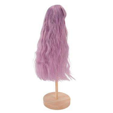 Imagem de Zerodis Peruca de Boneca 1/4, Cabelo Encaracolado Longo de Seda de Alta Temperatura para Boneca de Juntas Esféricas de 7 a 8 Polegadas Com Franja Perfeita para Estilo de (Roxo)