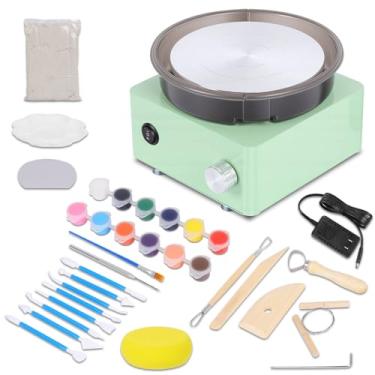 Imagem de Olenyer Roda de cerâmica para crianças: Mini roda de cerâmica de rotação bidirecional de 15 cm, bandeja removível, moldura de metal, kit de cerâmica de presentes de Natal para iniciantes, adolescentes