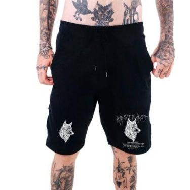 Imagem de Bermuda Masculina Moletinho‎ Lobo Gótico Estilo Mind Abstract-Masculino