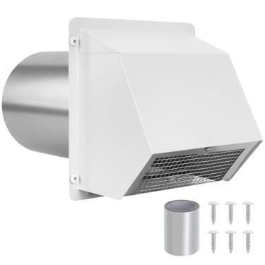 Imagem de Leiyiida Capa de ventilação de secadora de 15 cm para parede externa, capa de ventilação de parede externa com tela e amortecedor para banheiro/lavanderia/cozinha, extrator de montagem na parede