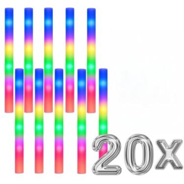 Imagem de kit 10 Bastão Led Espuma Festa Neon Balada Formatura Casamentos(20)