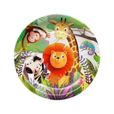 Imagem de Fun Express Pratos de jantar de papel redondos descartáveis de 23 cm Zoo Animals Party - 8 unidades