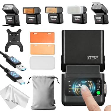 Imagem de Godox Controle de tela sensível ao toque com flash LCD para câmera IT32, cabeça de flash flexível, refletor e difusor embutidos, luz de modelagem de LED, compatível com gatilhos de flash GODOX X5, X3