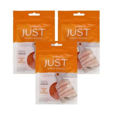 Imagem de Kit Petisco Just Steak de Frango Caes Gatos 55g 3 unidades - GERMANHAR