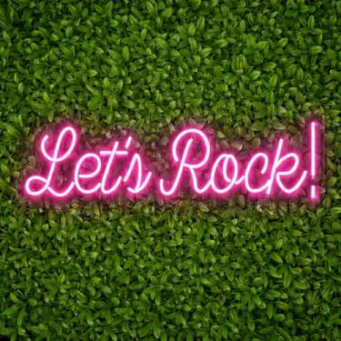Imagem de Painel Luminoso Neon Led Lets Rock! Decoração Festa Branco 127/220v (Rosa)