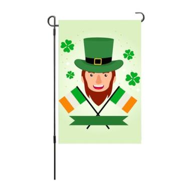 Imagem de SIWOTED Saint Patrick Day Garden Flag Dupla Face Sorte Quatro Folhas Trevo Jardim Bandeira Vertical para Deck Pátio Varanda (Tipo 3)
