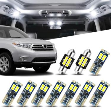 Imagem de Auto Dynasty (Pacote com 10) Kit de lâmpadas LED de carro interior 12V 5500K compatível com Toyota Highlander 2008-2013, branco puro