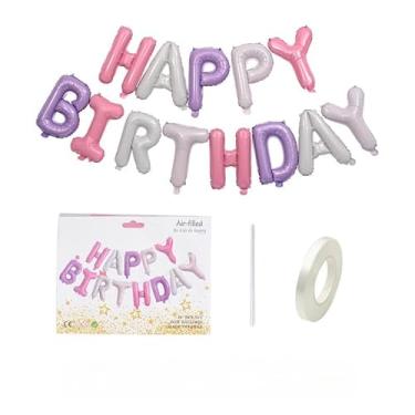 Imagem de 13 peças de balões de alumínio de feliz aniversário, conjunto de letras de alumínio de 13 peças para decoração de festa, mesa de bolo, pano de fundo de foto, colorido