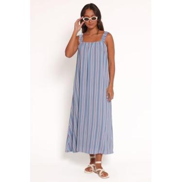 Imagem de Petal & Pup Vestido feminino Alessandra-Maxi-listrado azul, Listra azul, P