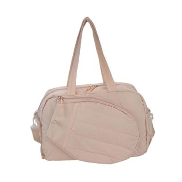 Imagem de Vaveren Bolsa de tênis tipo sacola com compartimento para sapatos e bolso impermeável, bolsa portátil para raquete de tênis para treino, Rosa