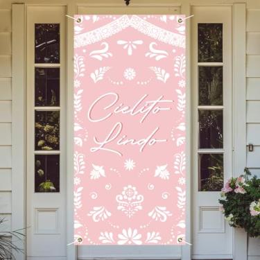 Imagem de kreat4joy kreat4joy Cielito Lindo Decoração de Festa Rosa, Cielito Lindo Faixa de Porta Talavera Papel Picado Sinal de Varanda Decoração de Porta para Menina Mulher Fiesta Mexicana Chá de Bebê