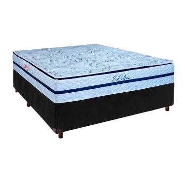 Imagem de Cama + Box Preto e Colchão Molas Ensacadas Casal - Blue Paropas