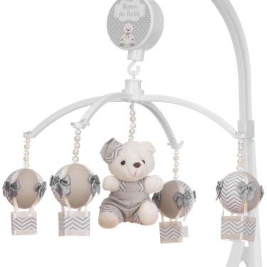 Imagem de Mobile Para Berço Musical Giratório Urso Balão Cinza - Le-Leão Artigos