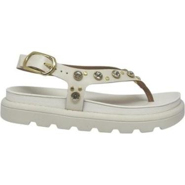 Imagem de Sandália Dedo Feminina Papete Casual Dia a Dia Passeio Festa Verão com Pedrarias Conforto Vizzano 65-Feminino