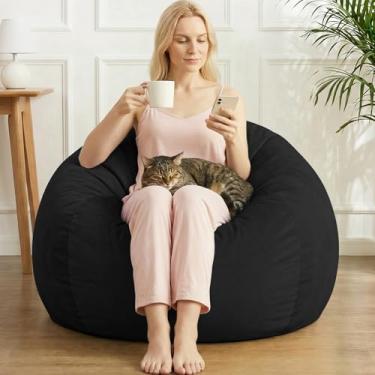 Imagem de AZHCHKE Cadeira de pufe de armazenamento de animais de pelúcia (sem enchimento), cadeira de veludo macia e confortável para adultos, crianças, adolescentes, meninas, cães, gatos, animais de estimação