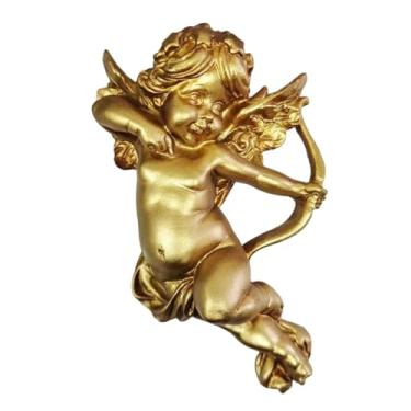 Imagem de predolo Escultura de parede de anjo, ornamento suspenso, artesanato com design vintage, estatueta de resina, Cupido, decoração de parede para sala de jantar,
