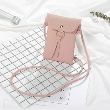 Imagem de Bolsa feminina pequena transversal para celular, mini bolsa transversal, rosa