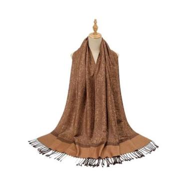 Imagem de Lenço Hijab Retro De Tamanho Grande Para Mulheres Com Estampa Paisley 