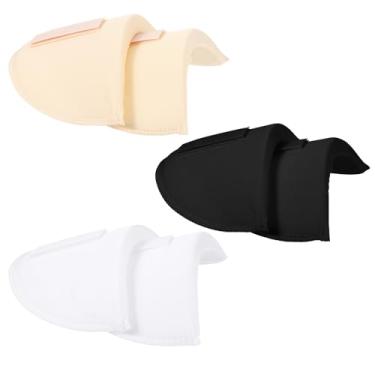 Imagem de 3 pares de ombreiras para roupas femininas, ombreiras embutidas com design antiderrapante, almofada de esponja macia reutilizável para blazer, ternos, jaquetas (preto, pele e branco)