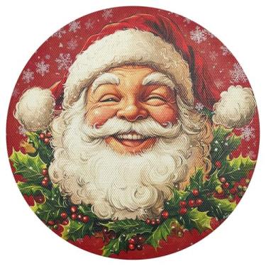 Imagem de xigua Jogo americano redondo de Natal Papai Noel, tapete de mesa redondo antiderrapante resistente ao calor, tapetes de mesa de 48 cm para decoração de cozinha, jantar e festa