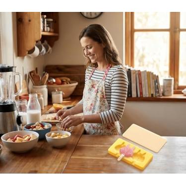 Imagem de Moldes de picolé de desenho animado infantil, moldes de sorvete de silicone de grau alimentício de cavidade, com palitos reutilizáveis, design plano antiaderente