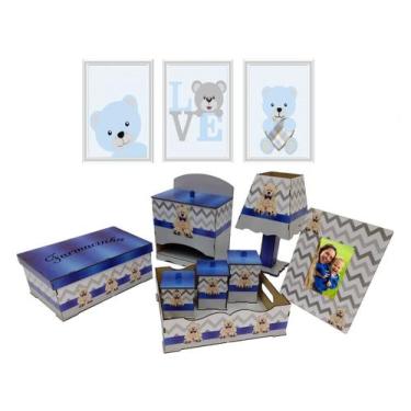 Imagem de Kit Higiene Bebe Urso Maternidade Com Trio De Quadrinhos Mdf - Mdf Sto