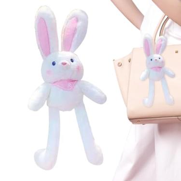 Imagem de Bunny Plush, puxe o brinquedo de pelúcia de coelho,11 polegadas Bunny de páscoa interativa Animal de pelúcia - Páscoa de Rabbit Funny Rabbit, chaveiro pendente para aniversários e feriados