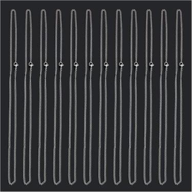 Imagem de LUORNG Pacote com 12 colares de corrente "faça você mesmo" de aço inoxidável banhado a prata (40 cm)