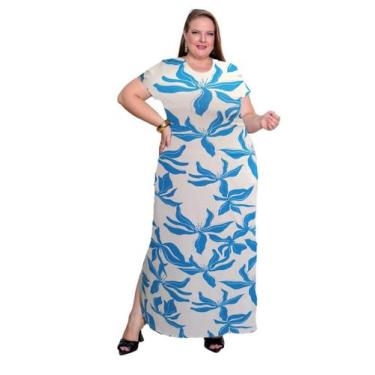 Imagem de Vestido Plus Size Curve Longo Fendas Moda Verão Manga Curta 2710 - Sho