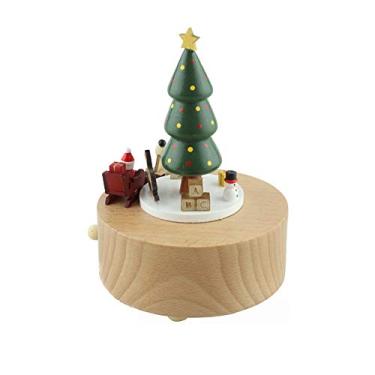 Imagem de pcagfaajmh Caixa de música colecionável decoração criativa sonhadora caixa de música de madeira artesanato para menina (cor: Cor da imagem Tamanho: 11 x 11 x 15 cm)