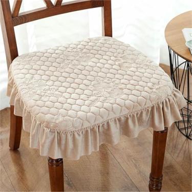 Imagem de Conjunto de 2 Almofadas Sólidas para Cadeiras, Almofadas Quadradas Antiderrapantes para Assento de Jantar com Amarras e Capa Removível, para Casa, Escritório e Restaurante