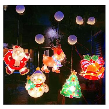 Imagem de Cordão de luzes LED, luzes de decoração de Natal, Papai Noel, ventosa, luzes de floco de neve, decoração de janela, enfeites de luz de bateria 4 (5)